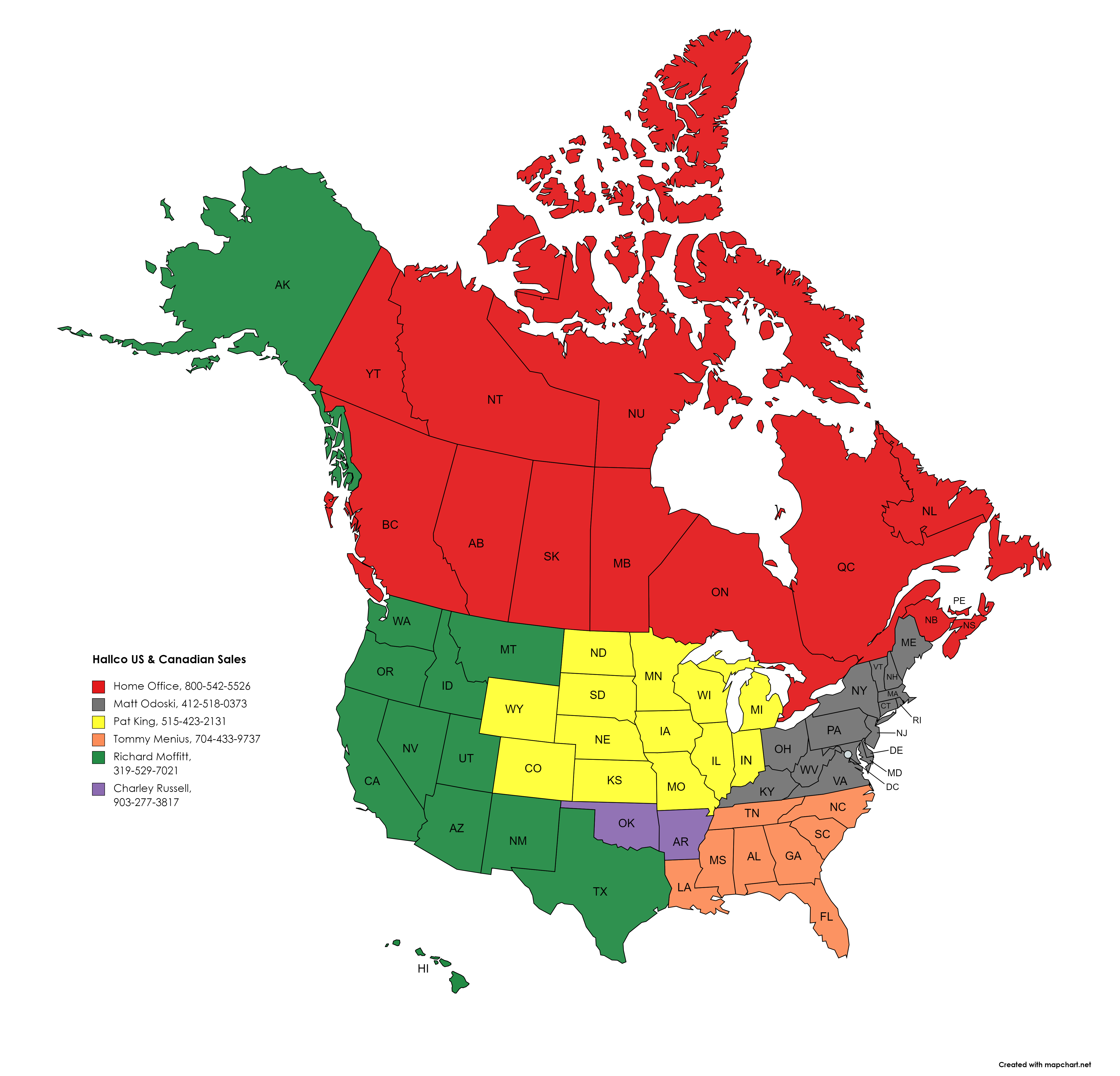 Sales Map | Hallco Industries